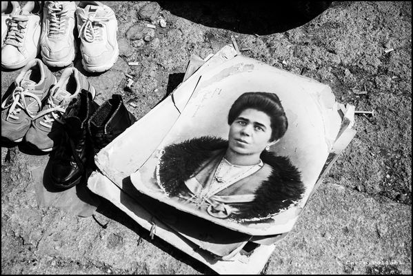 Sad epilogue of an old portrait