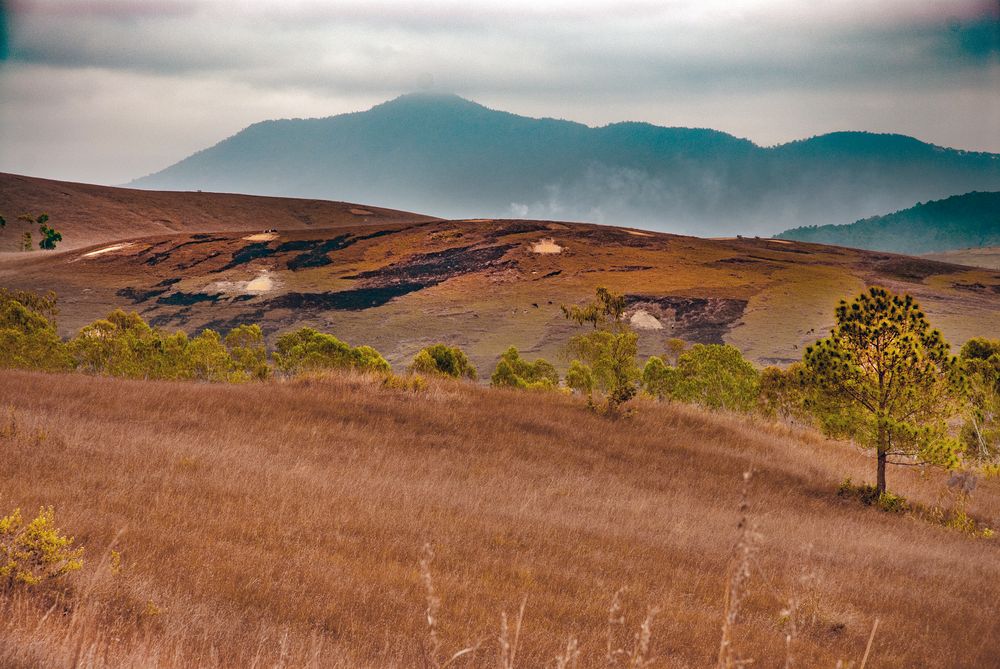 Sad panoramic view over Plain of Jars