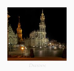 Sächsische Impressionen " Dresden - Blick zur Hofkirche und dem Schlossturm, bei Nacht... "