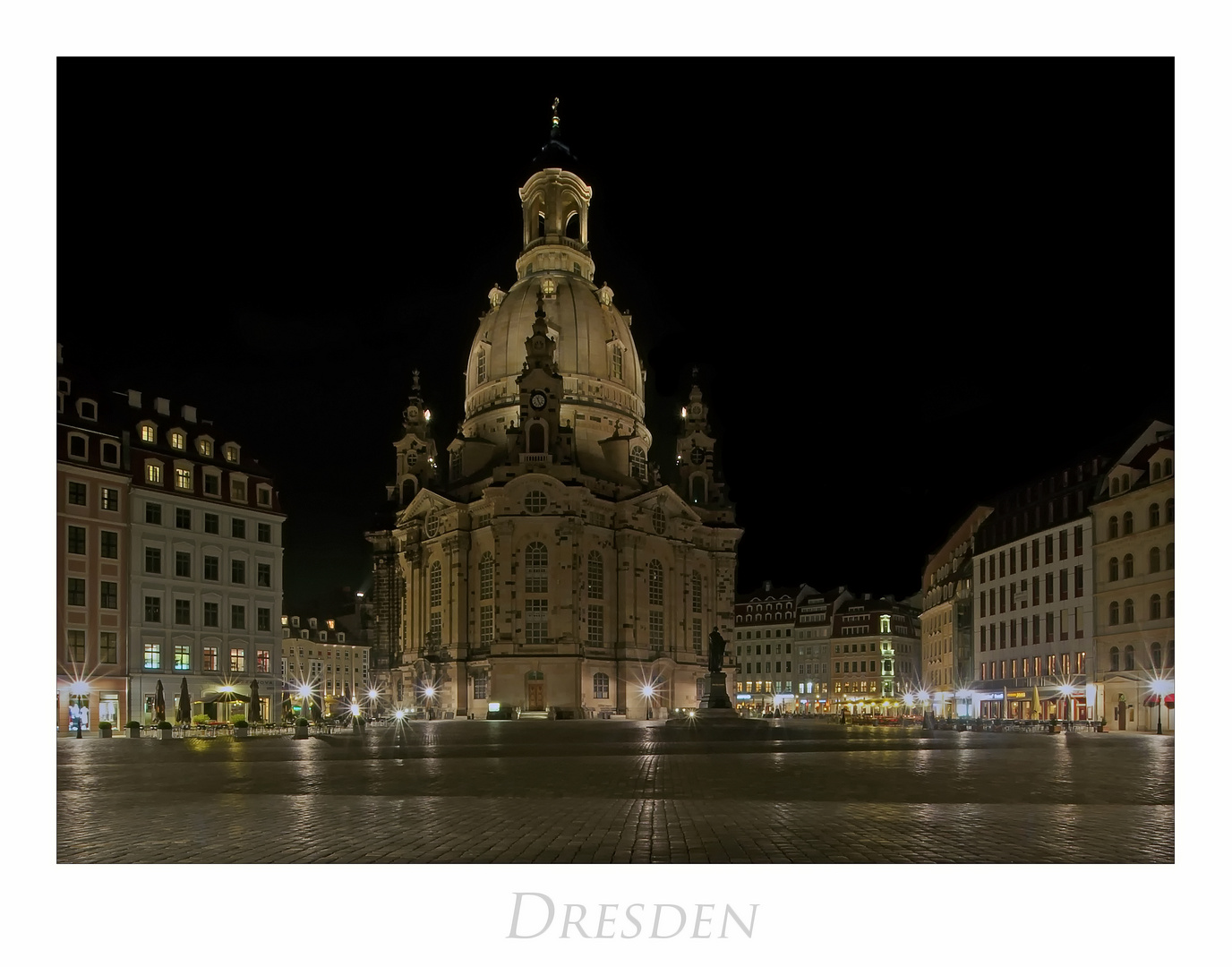 Sächsische Impressionen " Dresden -Neumarkt, bei Nacht..."