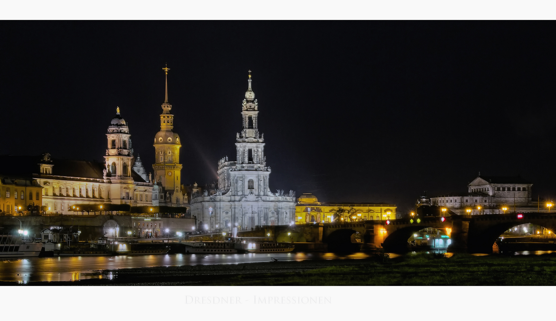 Sächsische Impressionen " Dresden - Skyline bei Nacht "