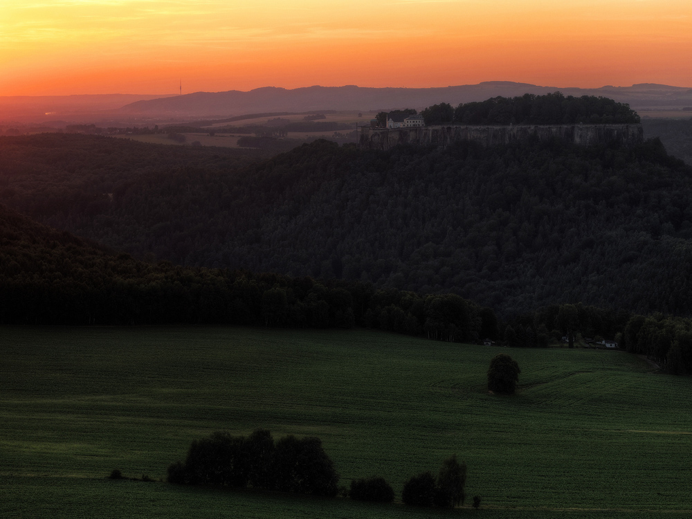 Sächsische Schweiz, Abendstimmung auf dem Pfaffenstein