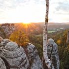 Sächsische Schweiz/ Basteibrücke im Sonnenaufgang