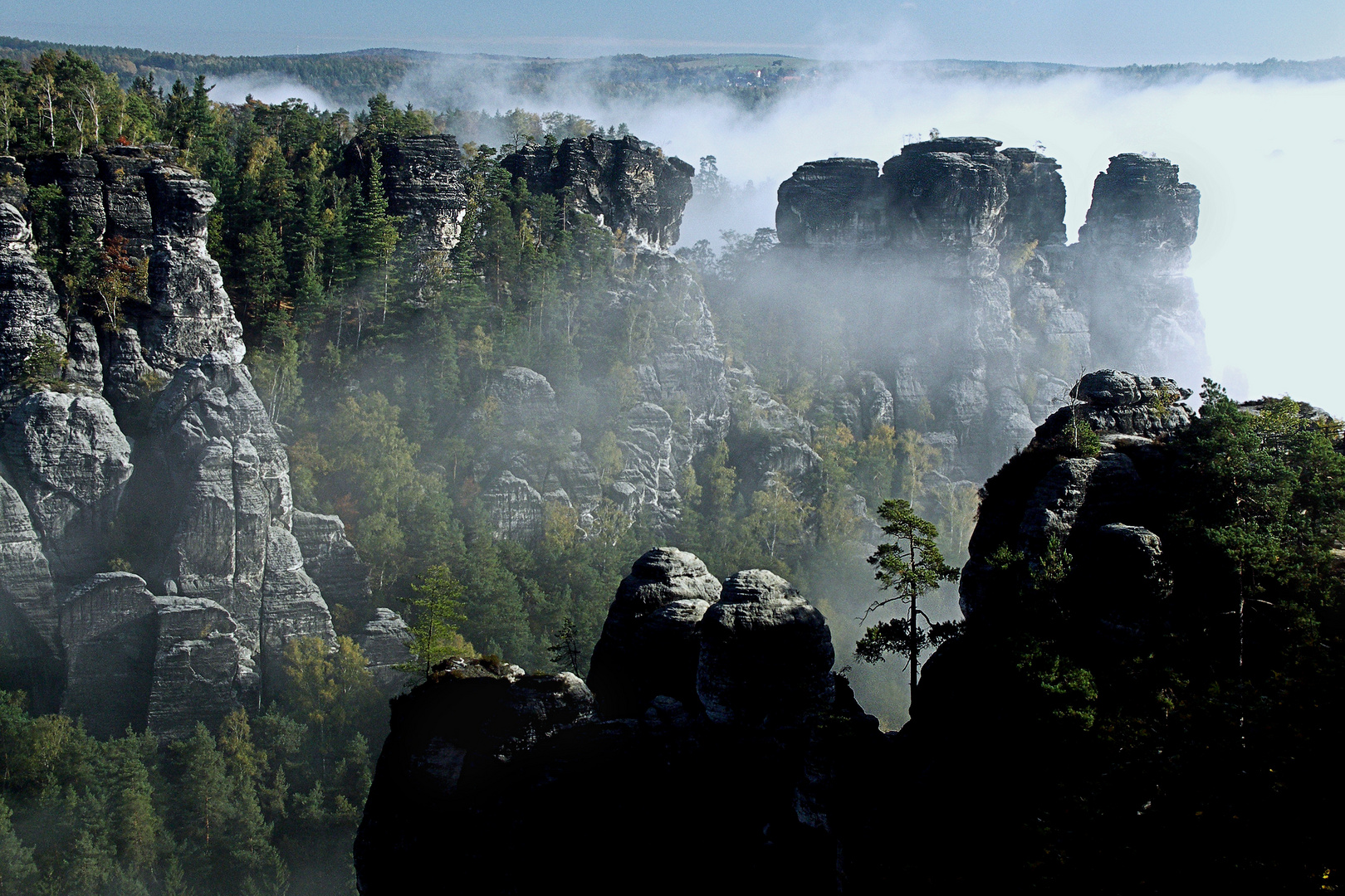 Sächsische Schweiz im Morgennebel