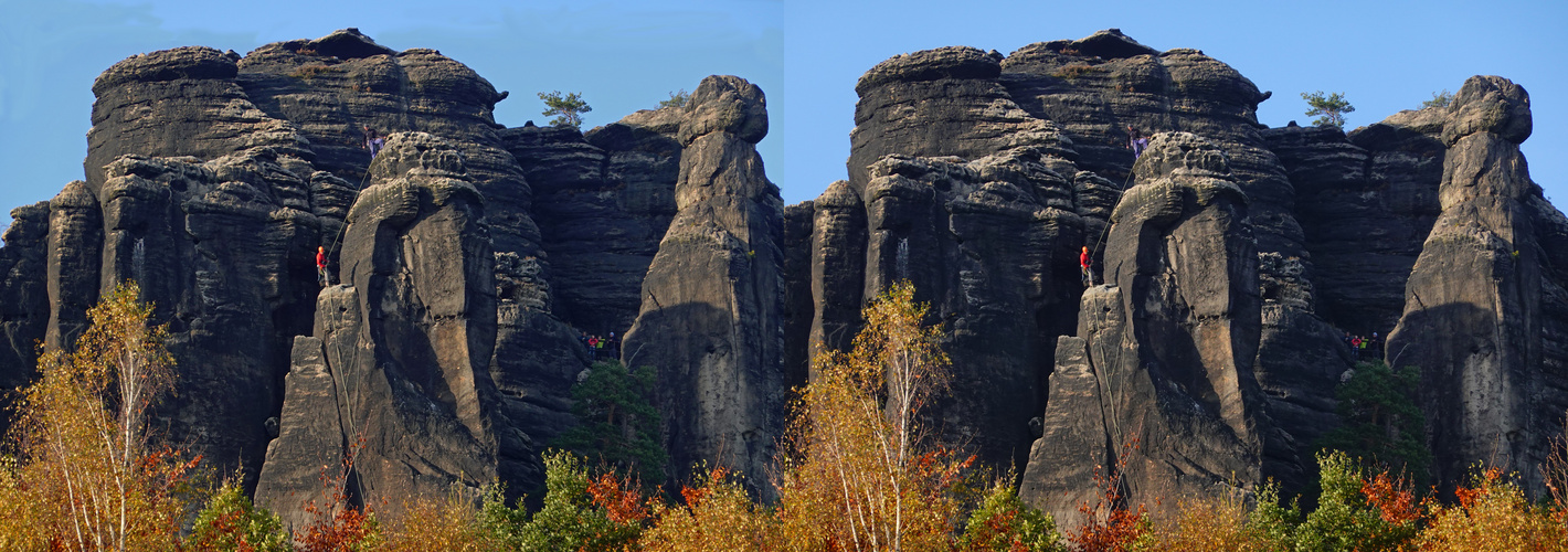 sächsische Schweiz Nähe Barbarine Kletterer (3D-X-View b ca. 25cm)