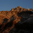 Säntis der Berg   bei Sonnenuntergang Belichtung.