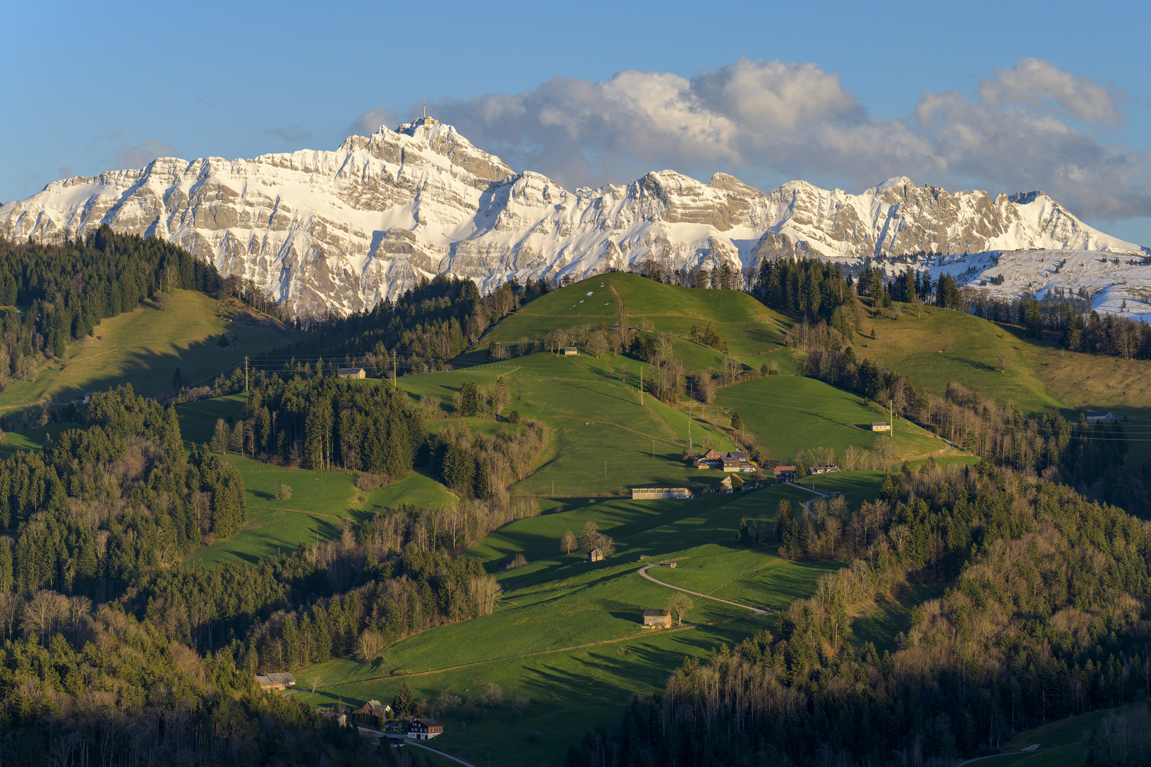 Säntis im Abendlicht, von Oberhelfenschwil