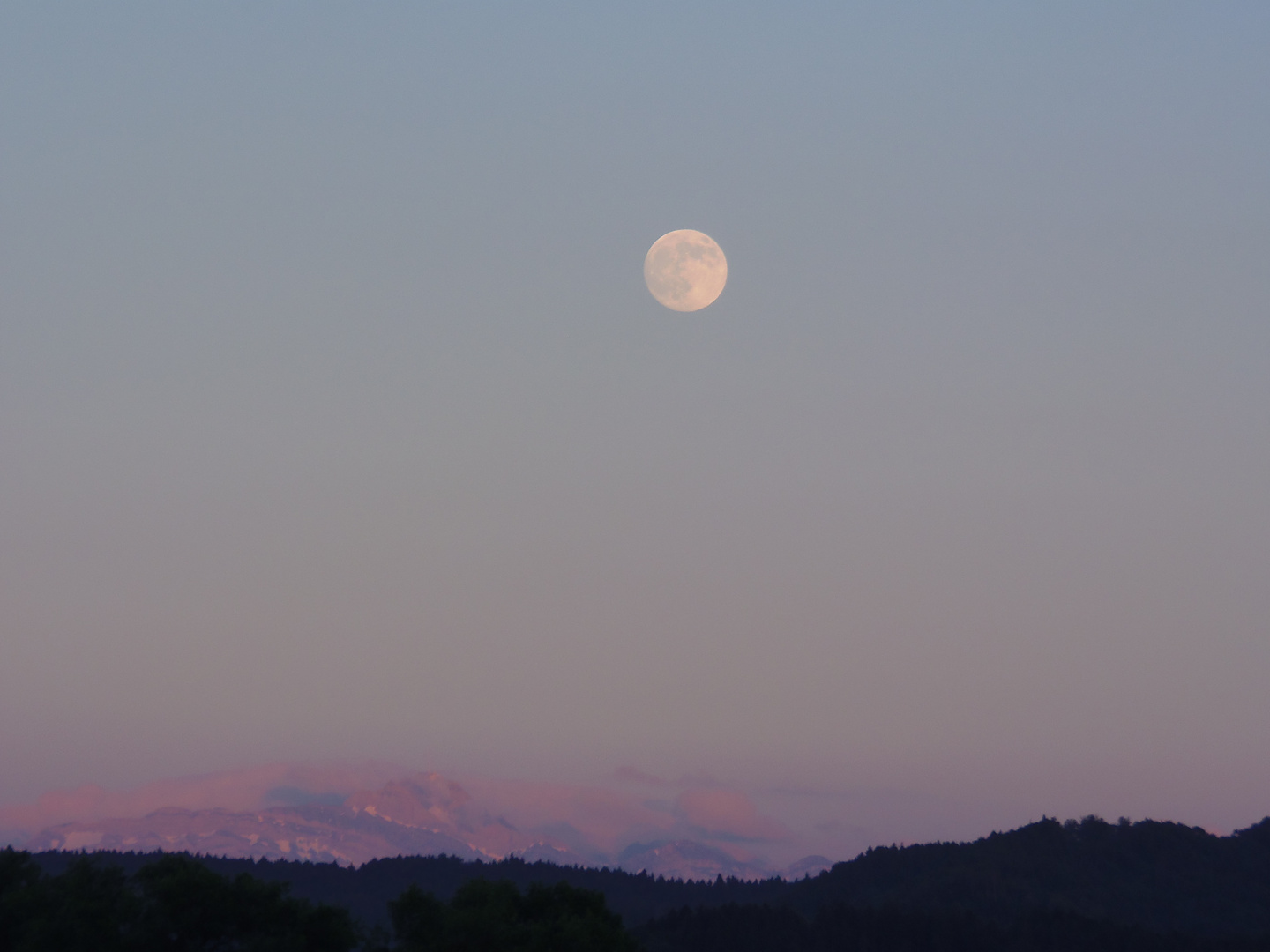 Säntis und Vollmond der aufgeht