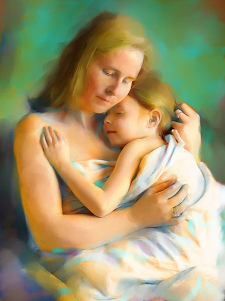 safe in mothers arms