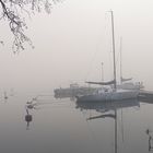 Sailboat on a foggy morning