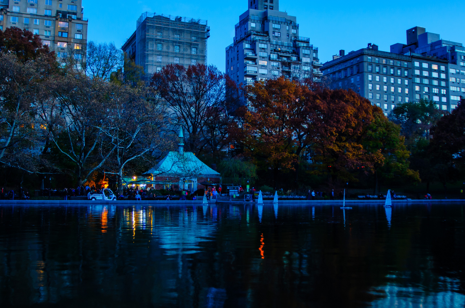 Sailing Boats in Central Park at Sunset