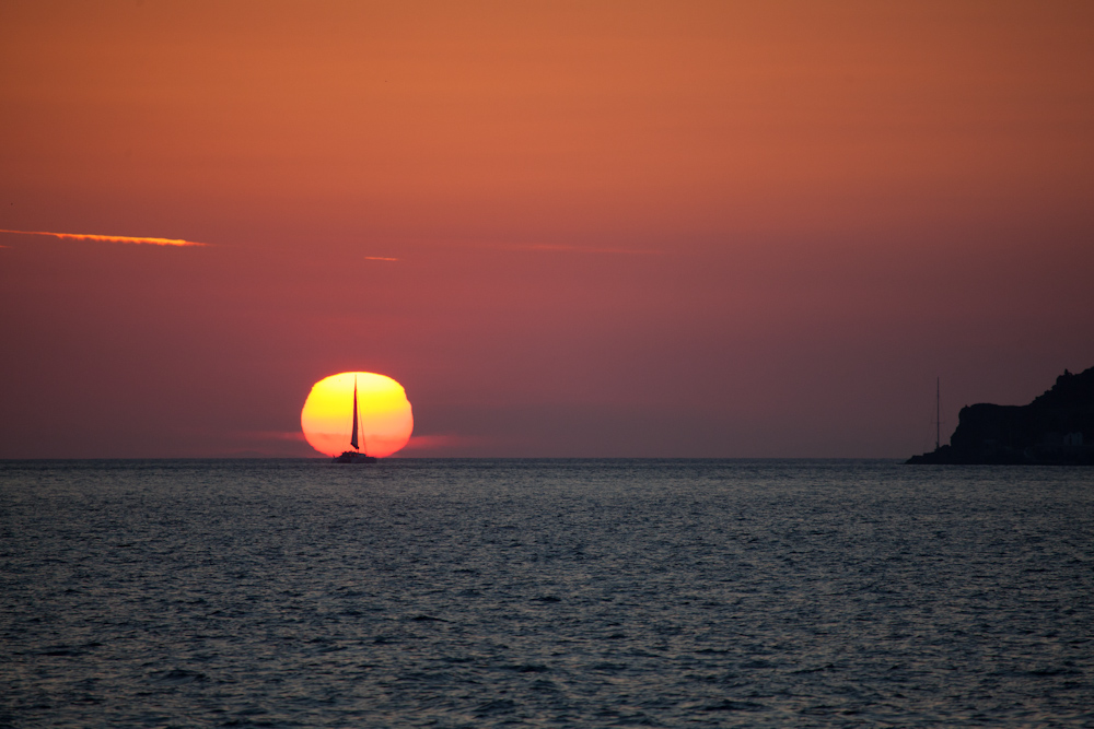 Sailing into the sun ...