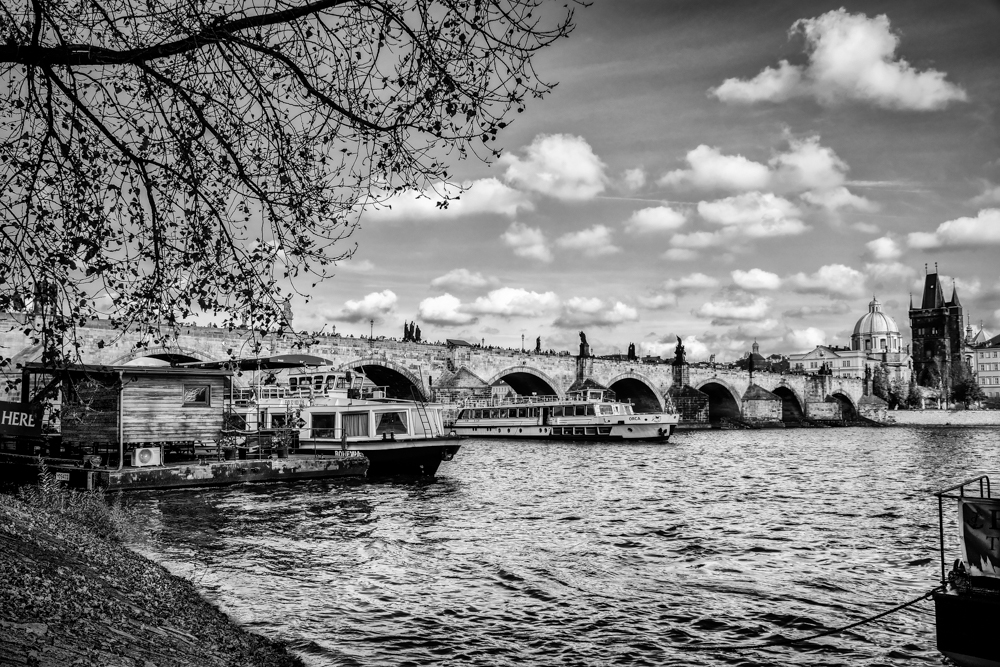 Sailing under the Charles Bridge, Prague.