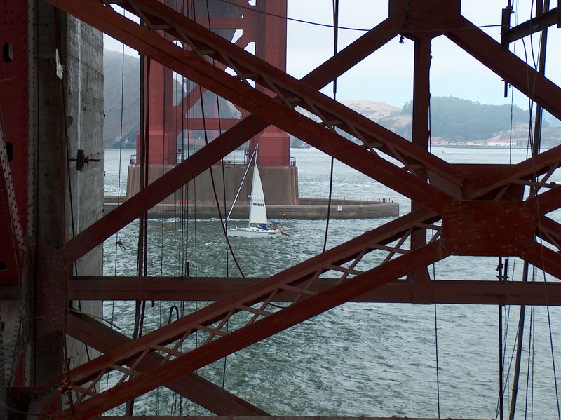 sailing underneath the Golden Gate Bridge