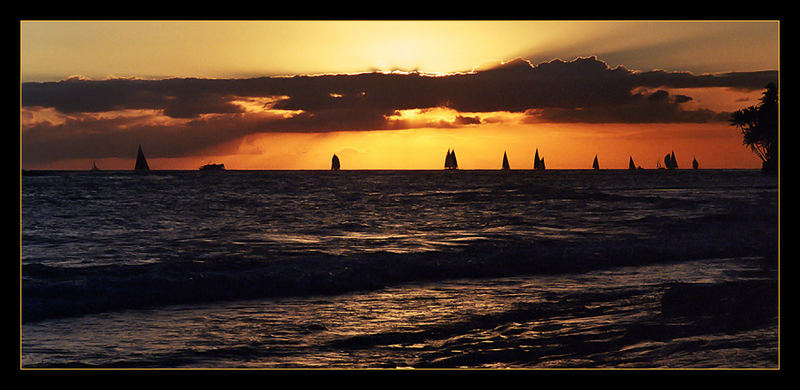 Sailships In The Sunset