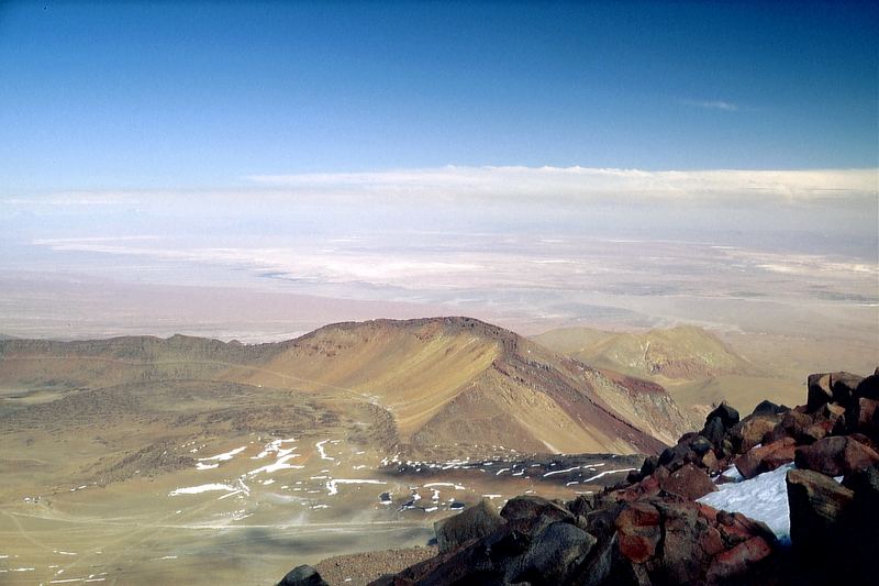 Sairecabur, 5970m, Gipfelblick auf den Salar de Atacama