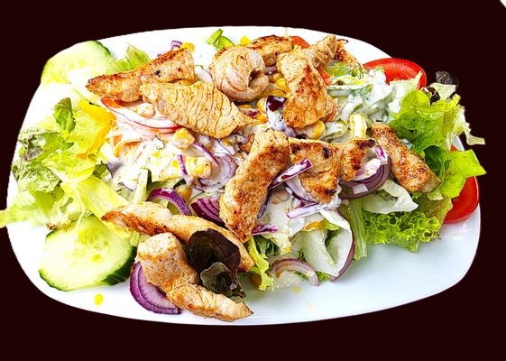 Salat-Teller mit Geflügel-Sticks