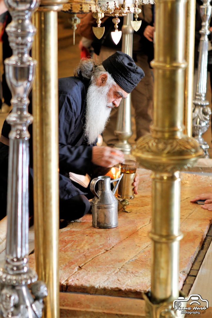 Salbungsstein Christi in der Grabeskirche in Jerusalem 