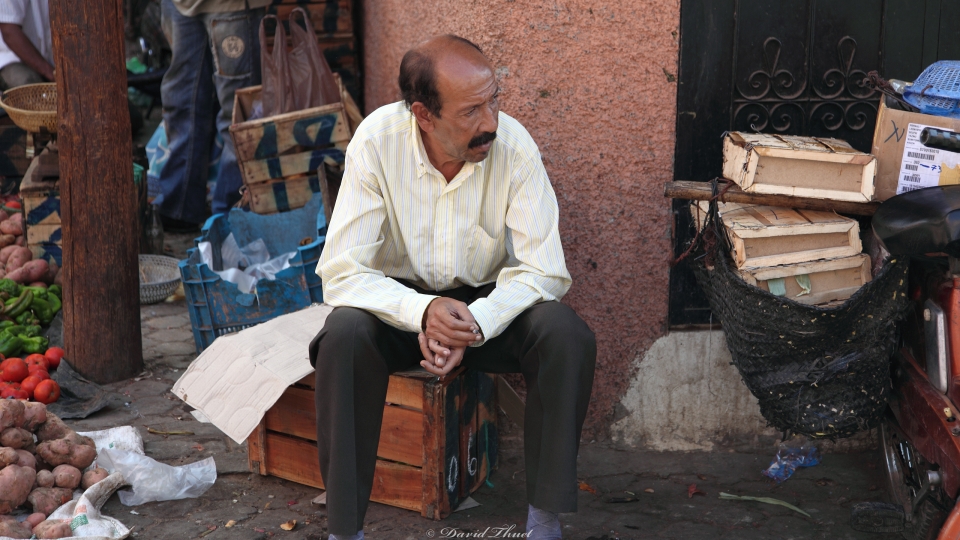 Salesman in the souk of Morocco