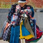 Saleswoman in front of the shopping mall