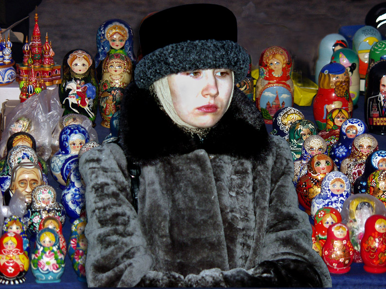 Saleswoman of souvenirs from Russia