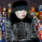 Saleswoman of souvenirs from Russia