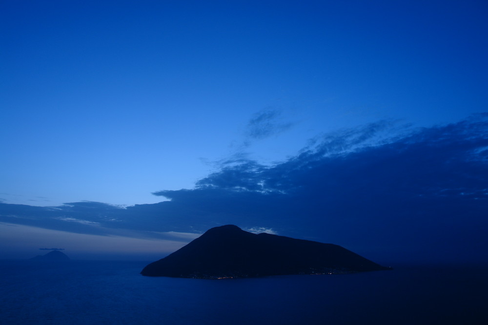 Salina island - Viev from Lipari by night