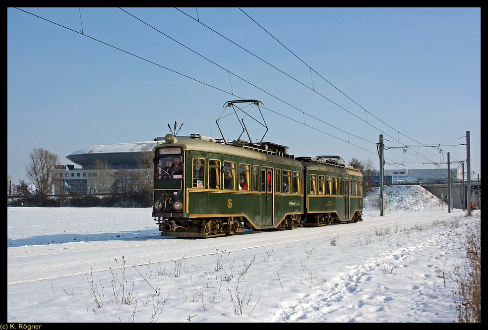 Salonwagen OEG 45/46 mit Schnee