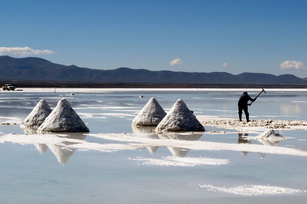 Salzbauer im Salar de Uyuni