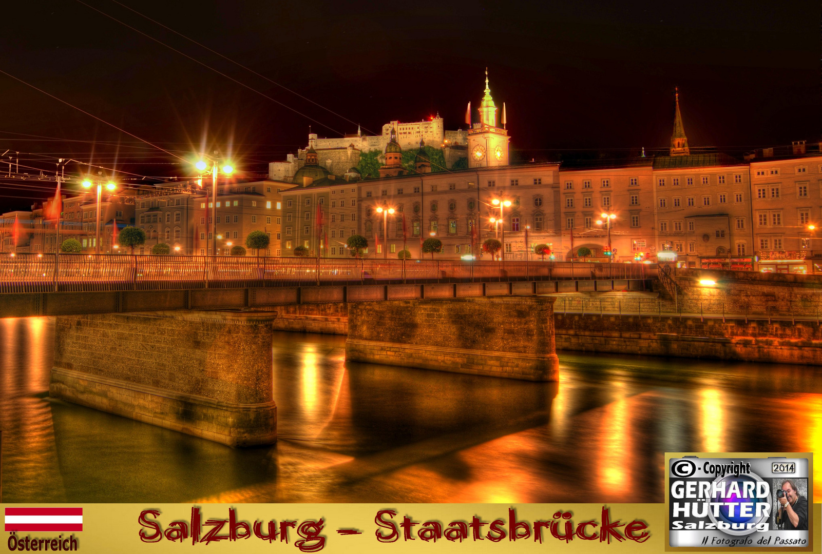 Salzburg - Staatsbrücke bei Nacht