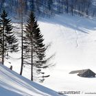 Salzkammergut: verschneite Alm am Zwölferhorn