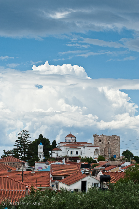 Samian Skyscapes 1: church and castle of Pythagorio / Samos, Greece,  2010