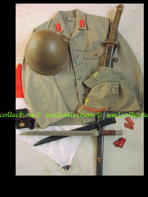 Samurai Sword World War II Japanese Uniform and Helmet