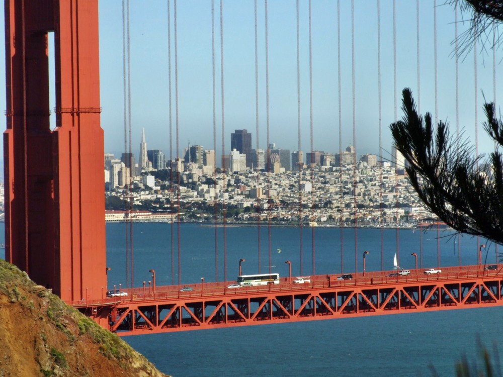 San Francisco framed by Golden Gate Bridge