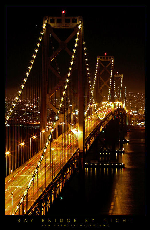 San Francisco-Oakland Bay Bridge by Night