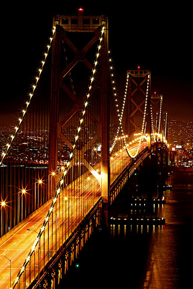 San Francisco-Oakland Bay Bridge by Night