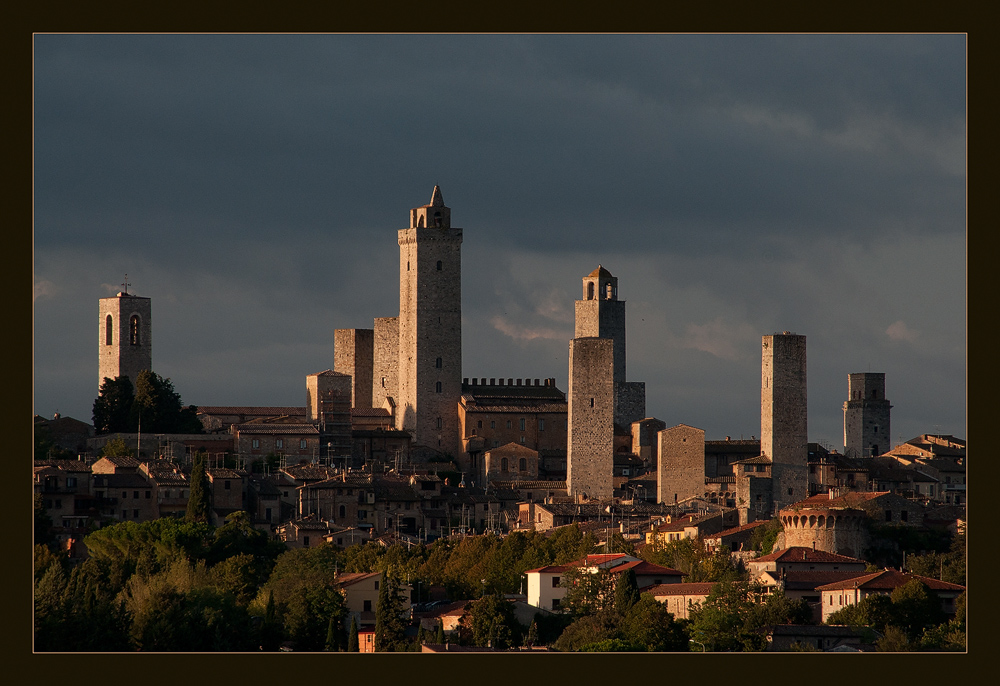 San Gimignano zwischen zwei Regenschauern