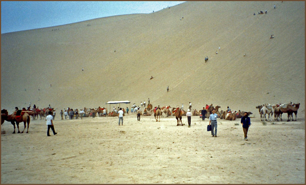 Sanddünenrodeln, Oase Dunhuang, Gansu China