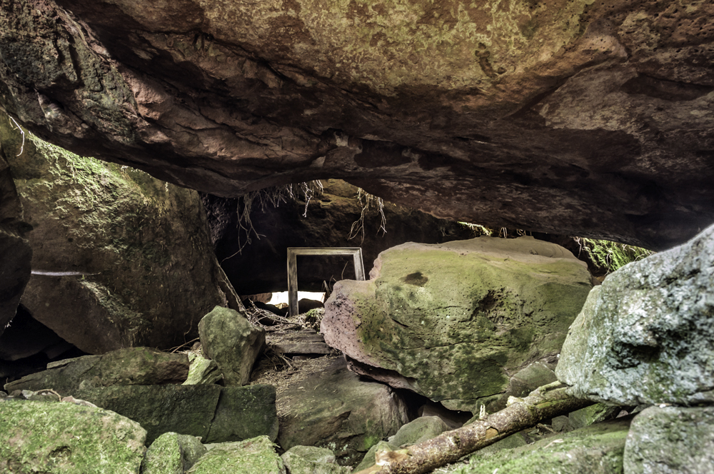 sandstone cavern with frame