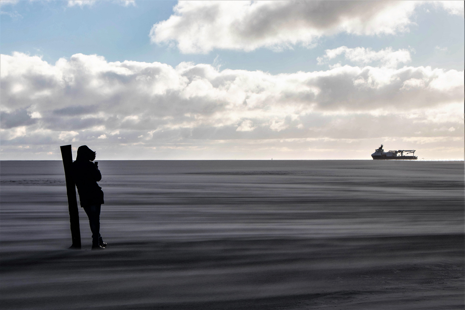 Sandsturm über dem Watt von Borkum