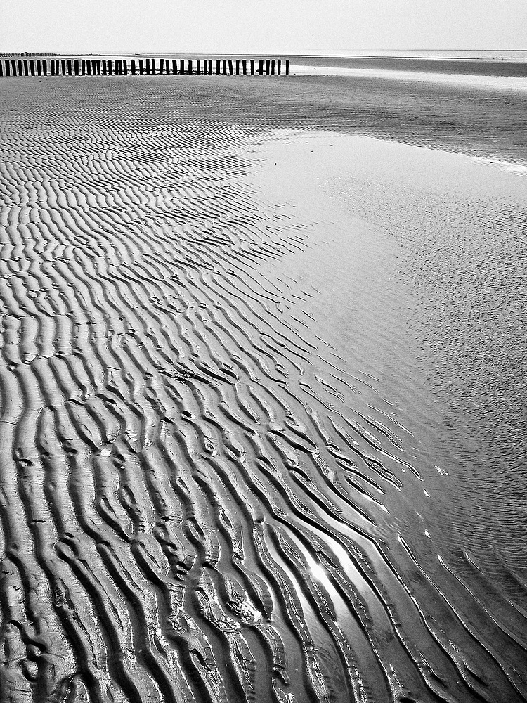 Sandwellen bei Ebbe und Bunen