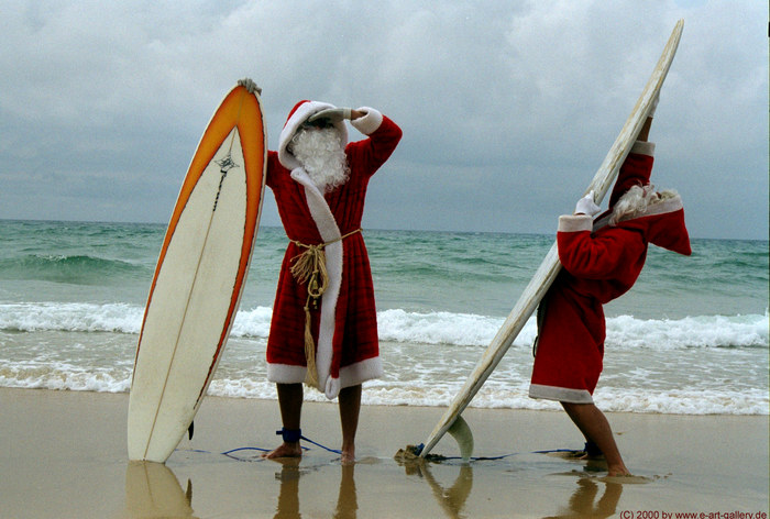 Santa Clause's on the beach...