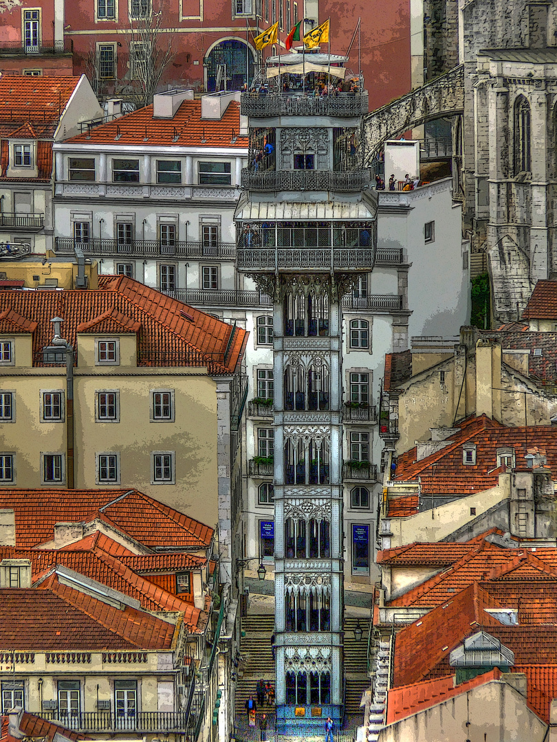 Santa Justa Elevator, Lissabon (HDR)