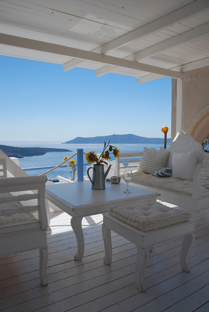 Santorin, Fira, Blick auf die Caldera