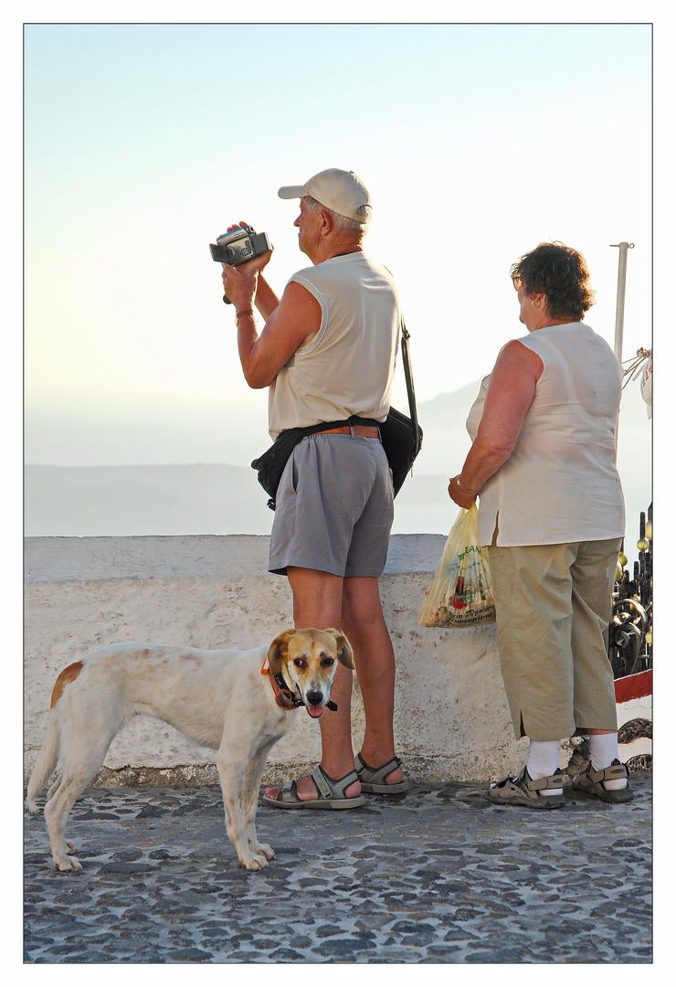 Santorin/Fira - Paar mit Hund