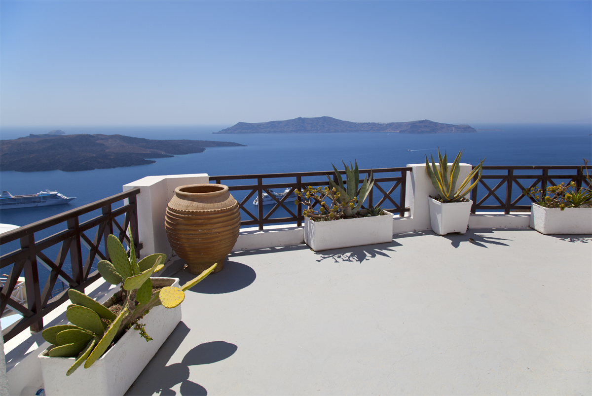 Santorini - Blick von der Terrasse