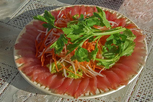Sashimi prepared after the diving tour
