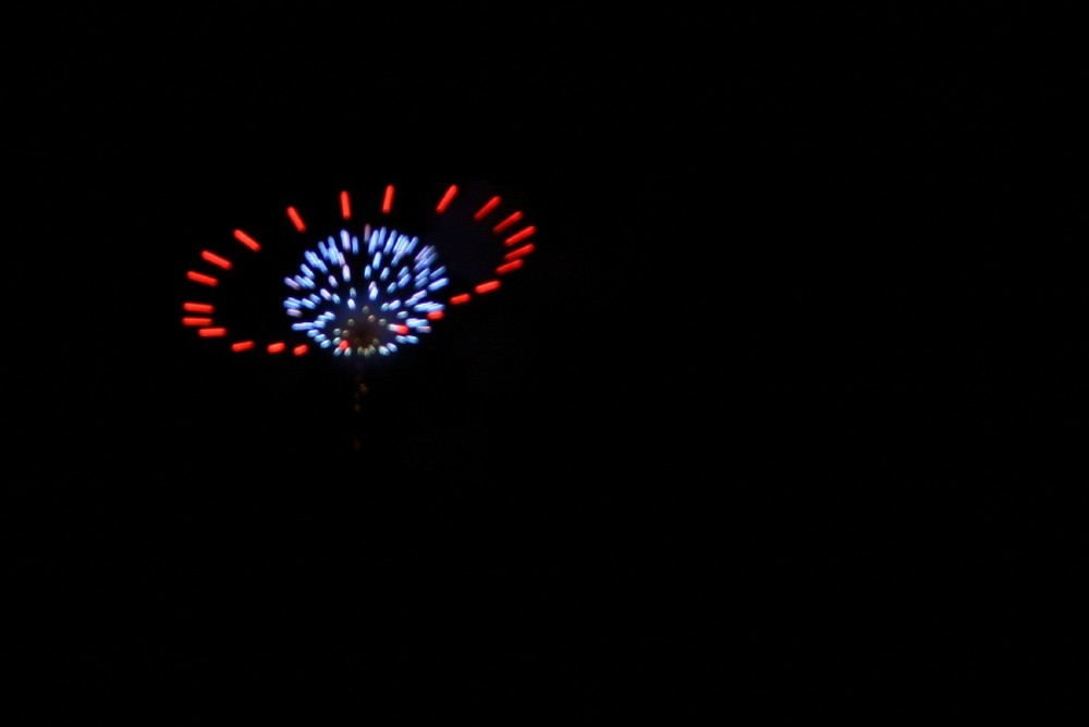 Saturn in fireworks