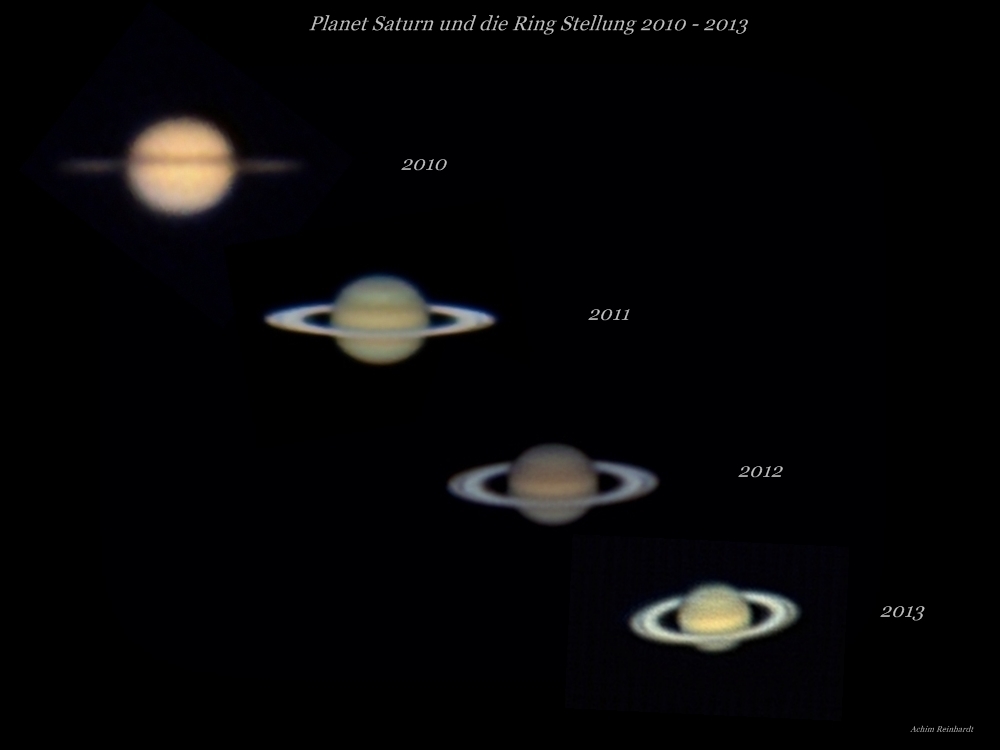 Saturn und die Ring Stellung 2010 bis 2013