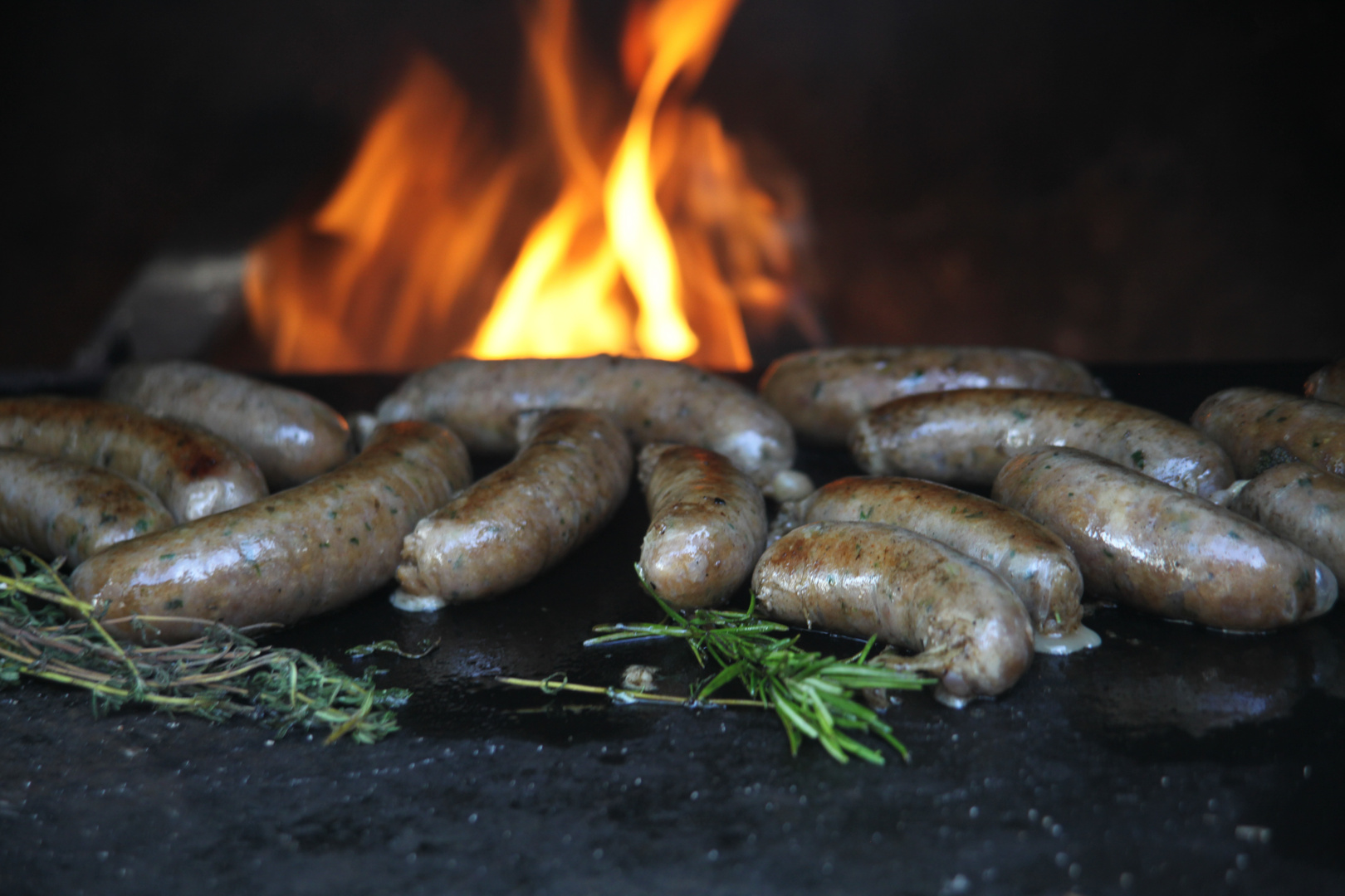 Sausages on the grill